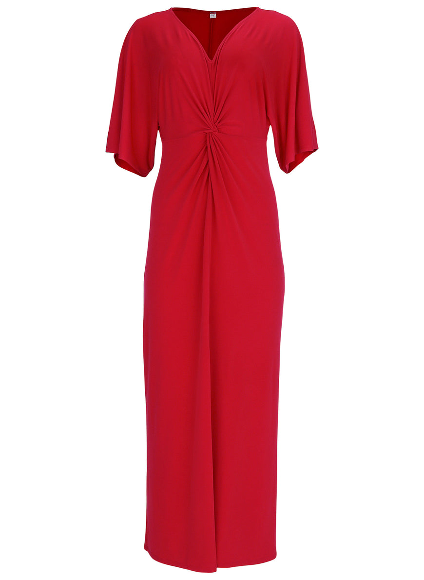 Twist Front Maxi Dress - Red