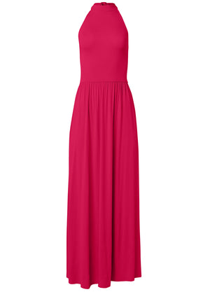 High Neck Maxi Dress - Dark Pink - thumbnail-3