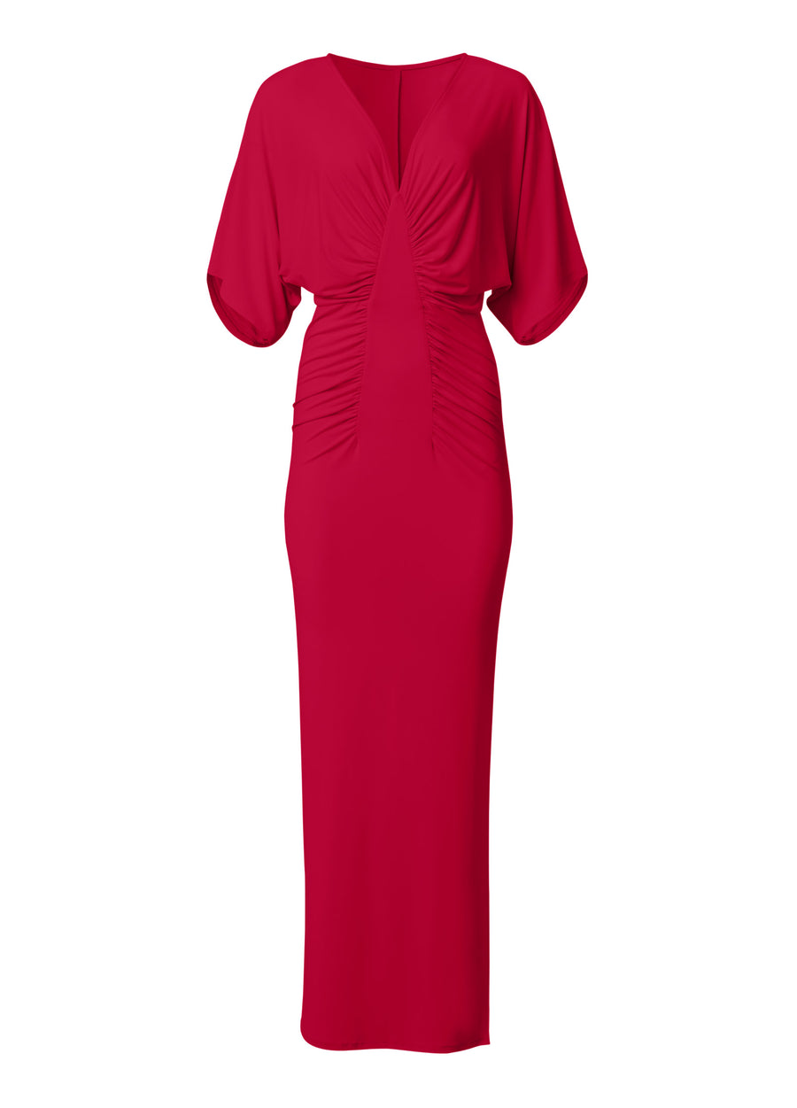 Drape Sleeve Maxi Dress - Barberry