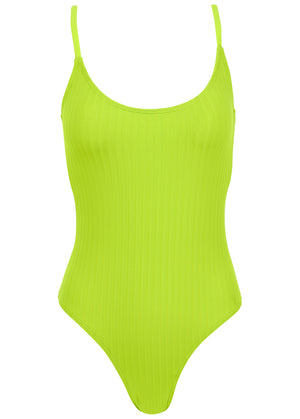 SuperRib tie back one-piece - Lime - thumbnail-4