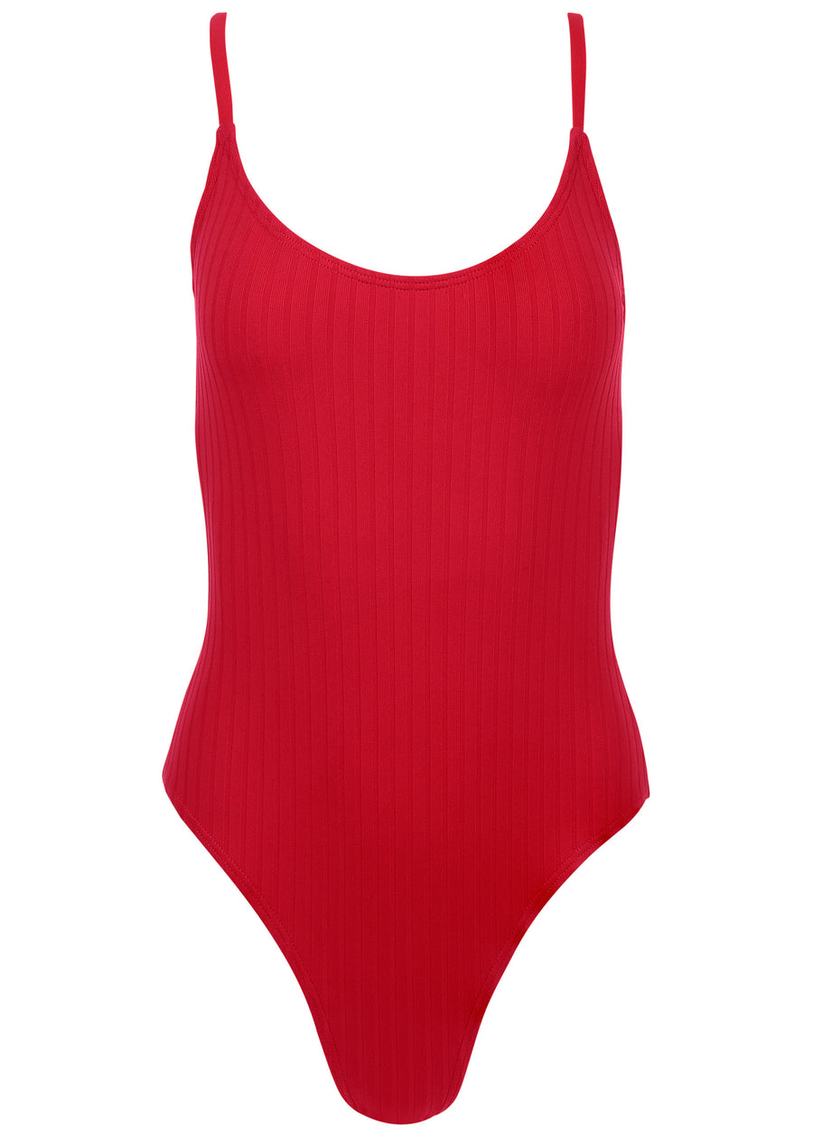 Superrib Tie Back One-Piece - Red