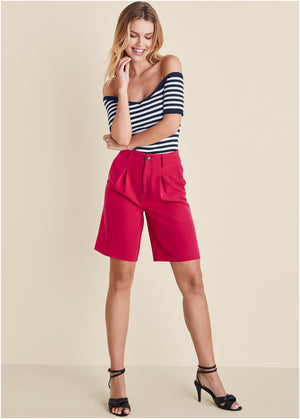 Bermuda Suit Shorts  - Dark Pink - thumbnail-1