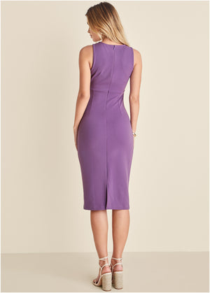 Twist front midi dress - Purple - thumbnail-2