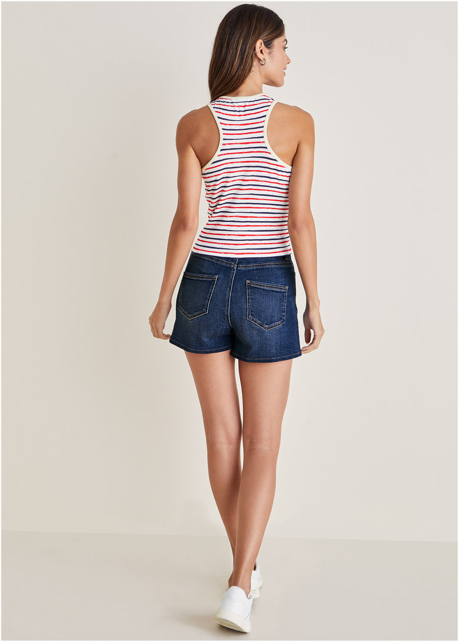 Racerback Striped Tank - Tricolor Boardwalk Stripe