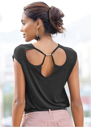 Cut-out back detail top - Black - thumbnail-1