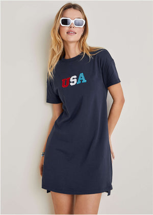 T-Shirt Dress - Black Iris USA - thumbnail-4