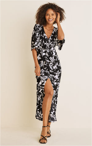 Twist Front Maxi Dress - Exotic Shadow Floral - thumbnail-1