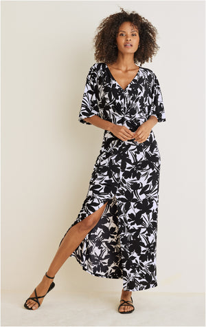 Twist Front Maxi Dress - Exotic Shadow Floral - thumbnail-5