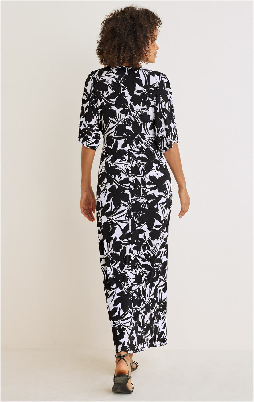 Twist Front Maxi Dress - Exotic Shadow Floral