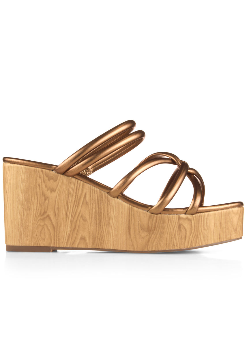 Metallic Crisscross Wedges - Bronze