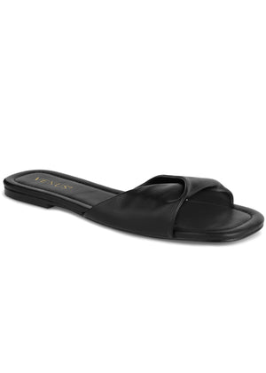 Twist Flat Sandal - Black - thumbnail-1