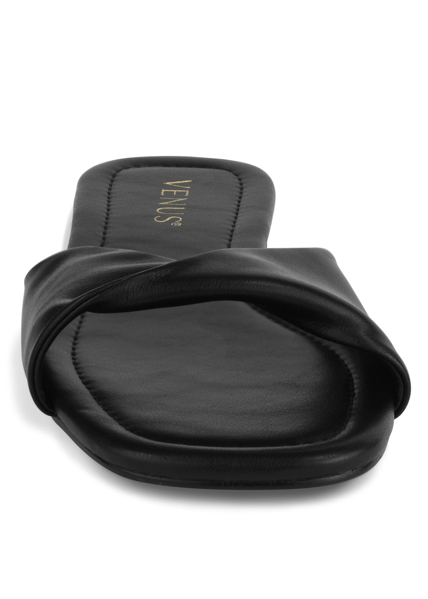 Sandale plate Twist - Noir