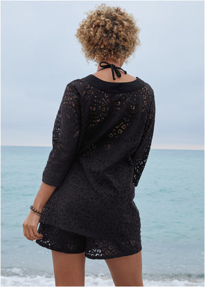 Lace Tunic Cover-Up - Black - thumbnail-2