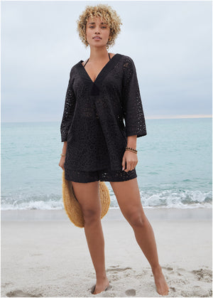 Lace Tunic Cover-Up - Black - thumbnail-1