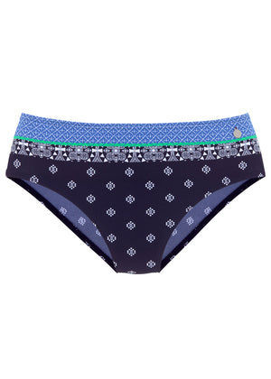 Mid-Rise Bikini Bottom - Poolside Border Motif - thumbnail-2