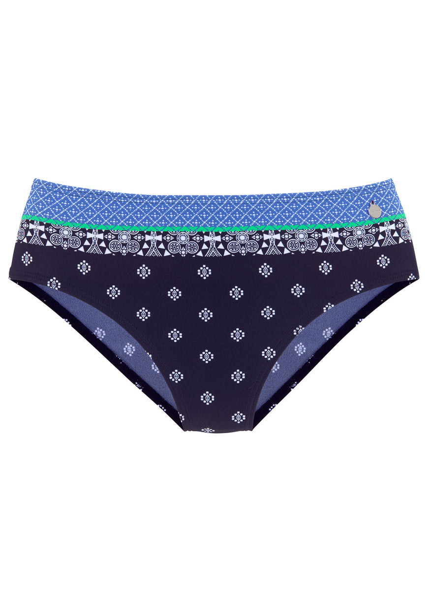 Mid-Rise Bikini Bottom - Poolside Border Motif