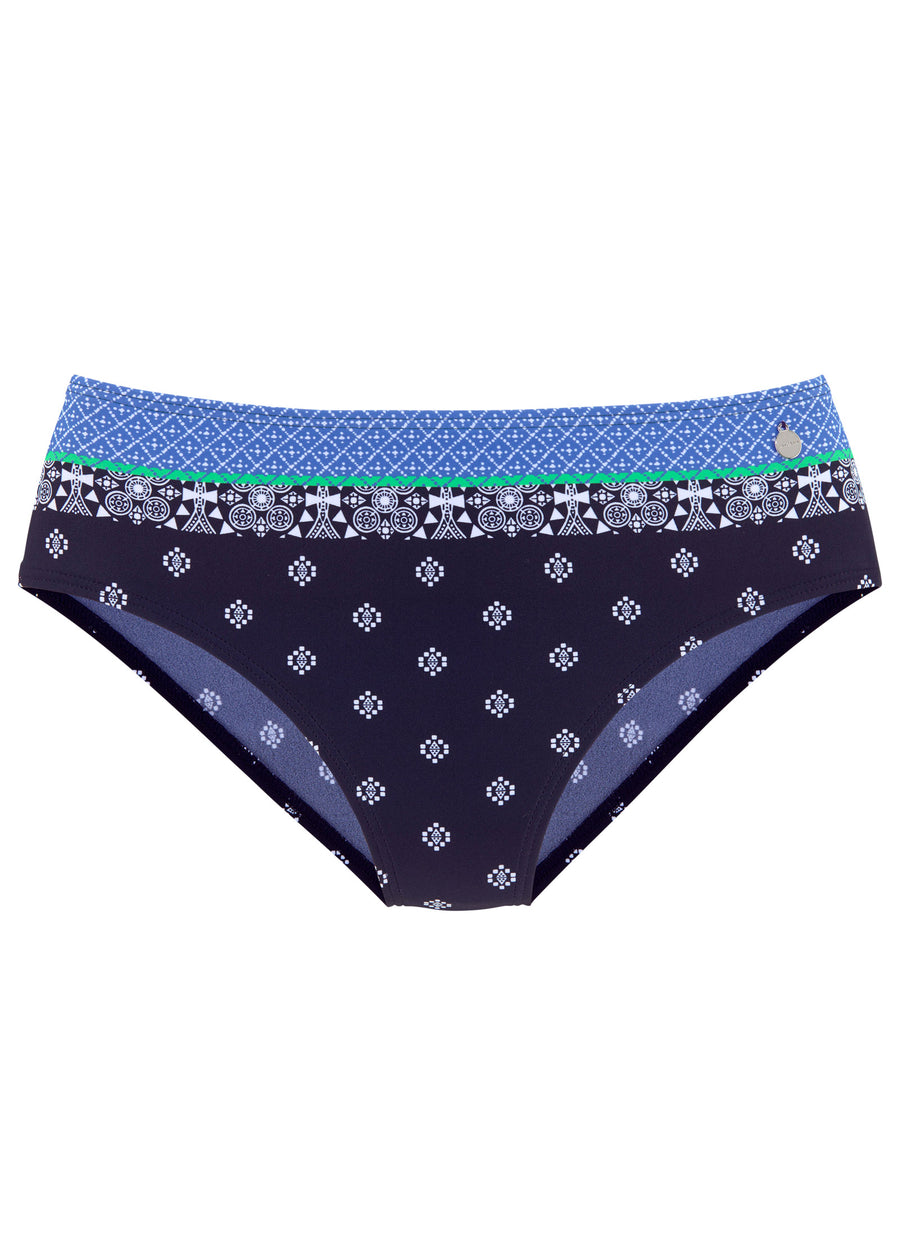 Mid-Rise Bikini Bottom - Poolside Border Motif