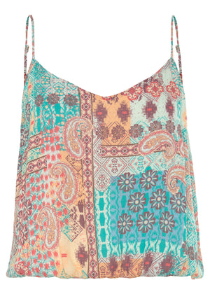 Paisley Print Tank - Blue & Orange - thumbnail-3