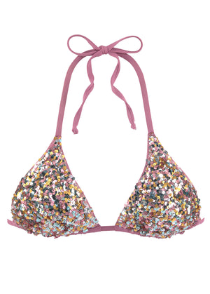 Sequined Triangle Top - Pink Multi - thumbnail-3