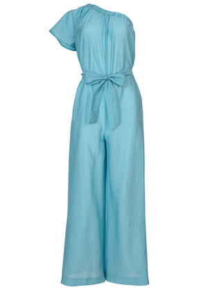 One shoulder jumpsuit - Blue - thumbnail-3