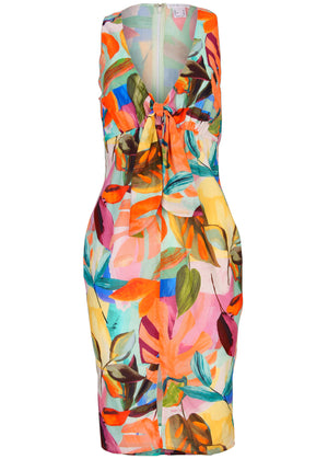 Tie front midi dress - Vibrant Tropic - thumbnail-3