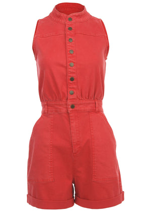 Twill utility romper - Scarlet - thumbnail-3