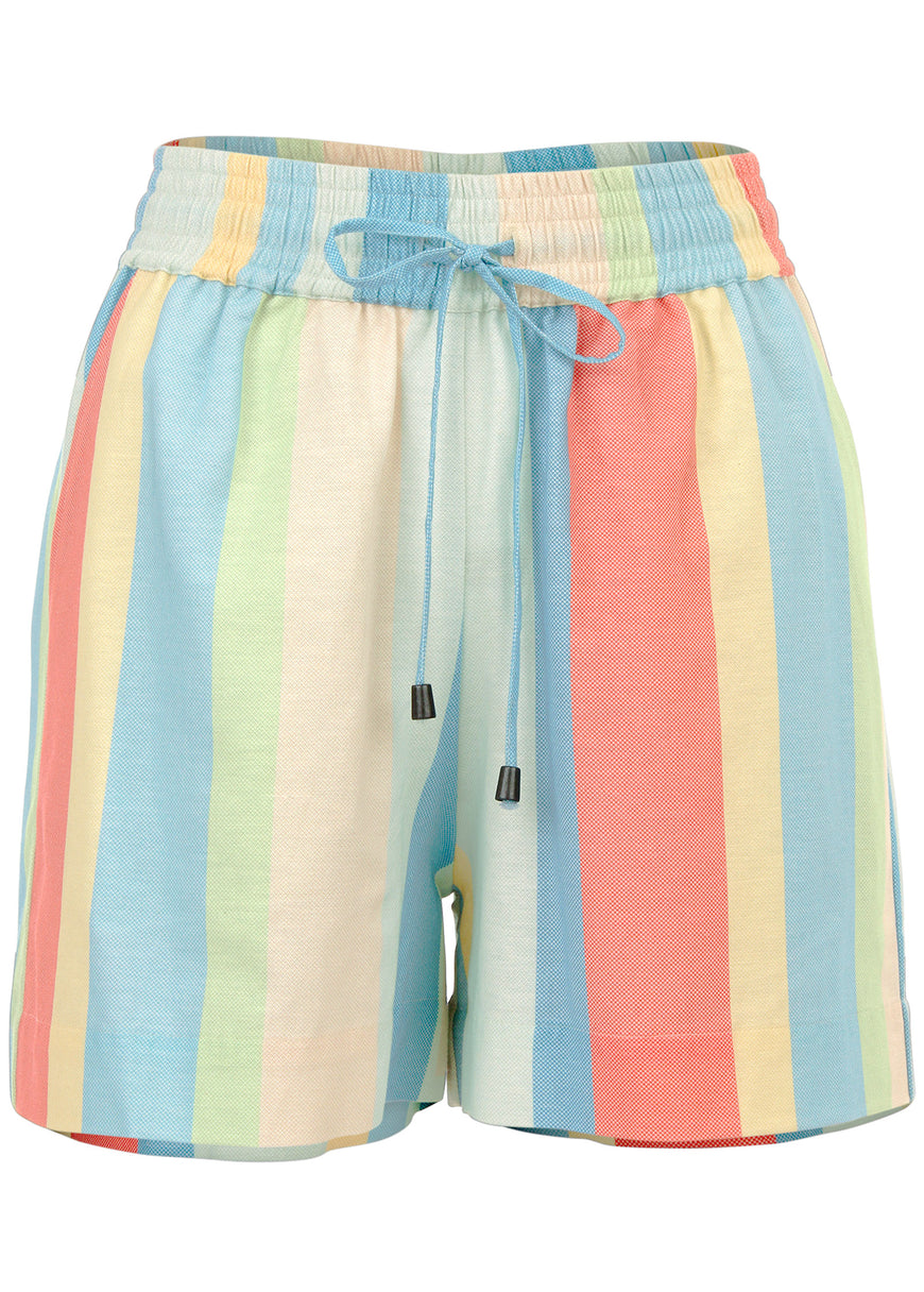 Cotton Linen Easy Shorts - Boardwalk Stripe