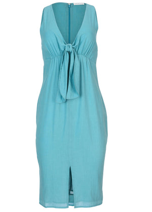 Tie Front Midi Dress - Blue - thumbnail-3