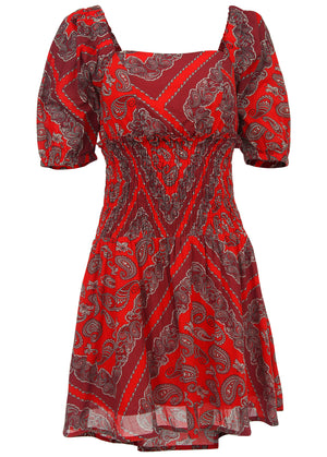 Cotton Voile Mini Dress - Bandana Red - thumbnail-3