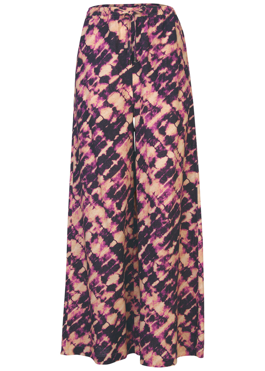 Cotton linen wide leg pants - Desert Tie Dye