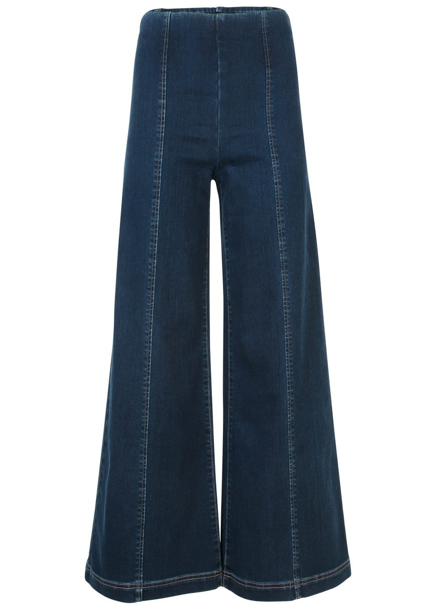 Pull On Wide Leg Jeans  - Dark Wash