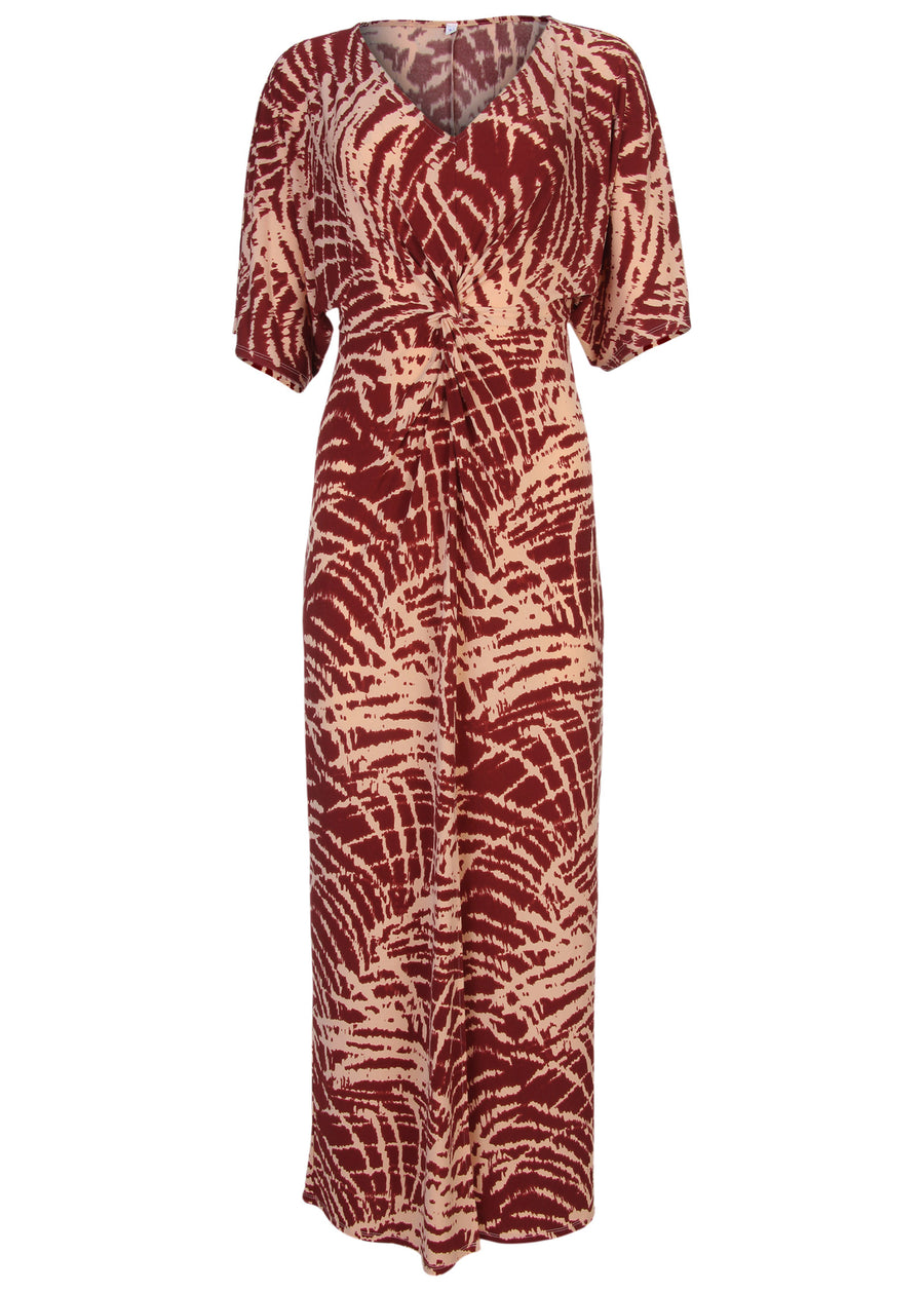 Twist Front Maxi Dress - Mystic Palm