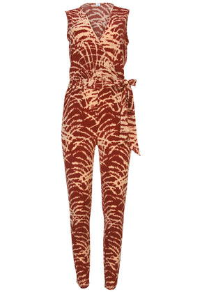 Wrap Tie Jumpsuit - Mystic Palm - thumbnail-3