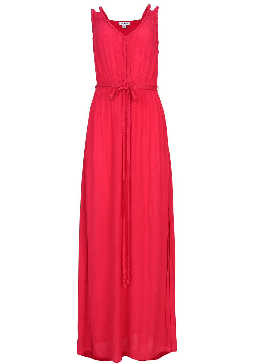 Braided detail maxi dress - Barberry