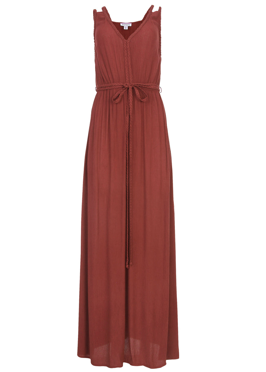 Braided Detail Maxi Dress - Auburn