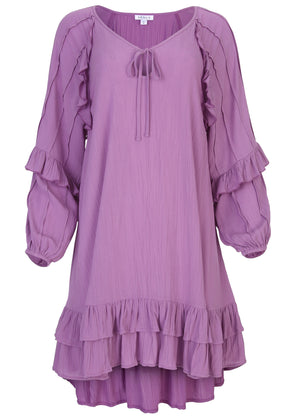 Ruffle Mini Dress - Purple - thumbnail-3