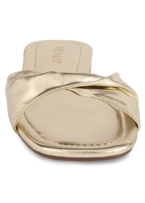 Twist flat sandal - Gold - thumbnail-3