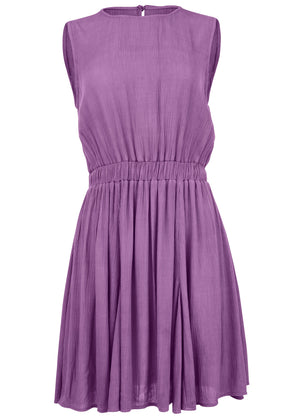 Crinkle Viscose Mini Dress - Purple - thumbnail-3