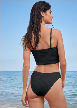 Superrib Swim Crop Top - Black Beauty - thumbnail-2