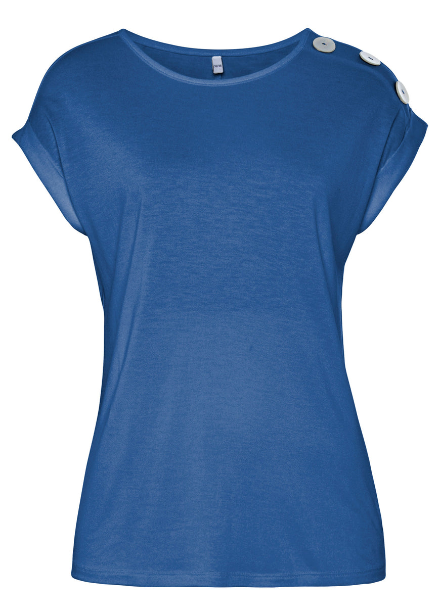 Button Detail Top - Blue