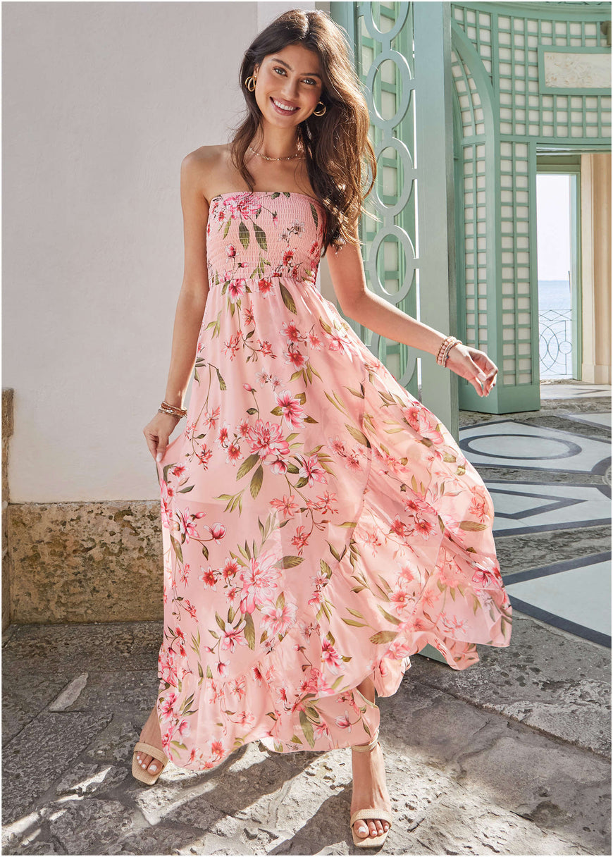 Strapless Smocked Dress - Ethereal Floral