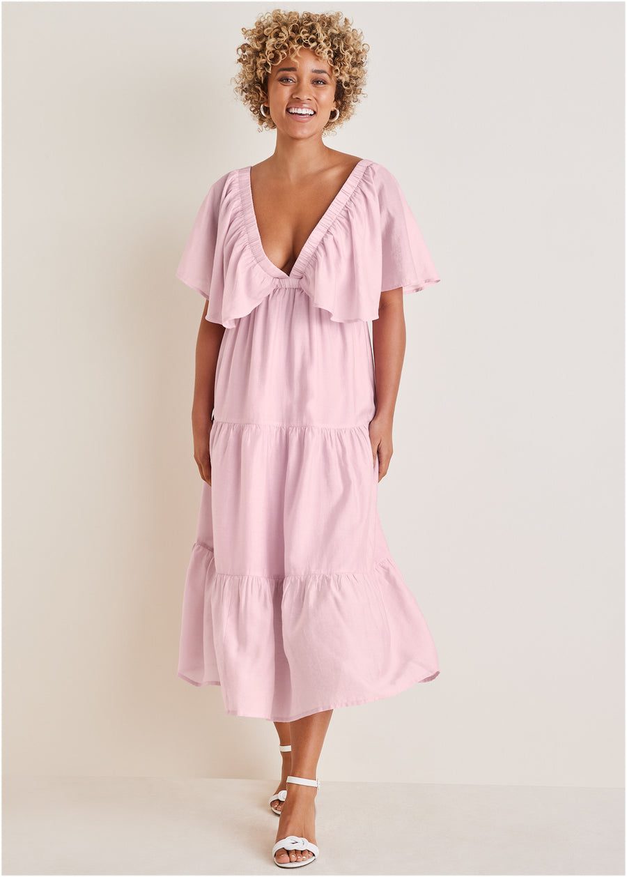 Robe midi froissée - Lilas