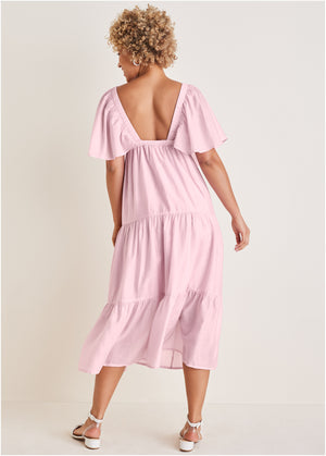 Crinkle midi dress - Lilac - thumbnail-2