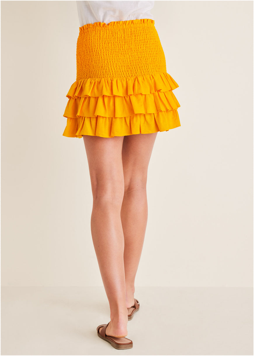 Smocked ruffle skirt  - Gold