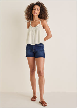 Naomi Denim Shorts - Dark Wash - thumbnail-1