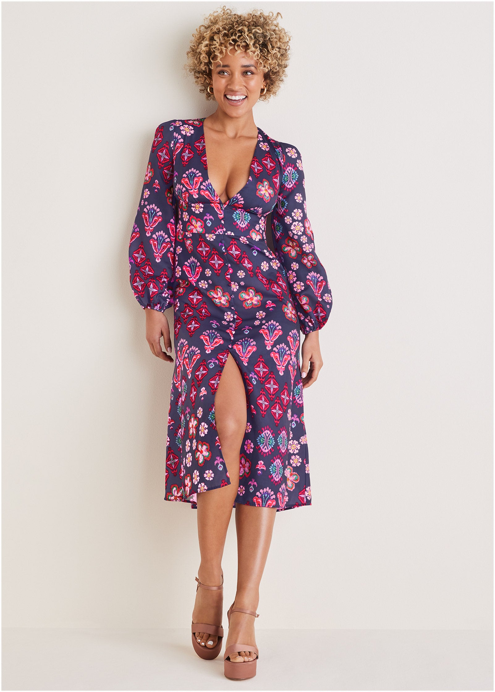 Long sleeve printed dress - Modern Folk Floral