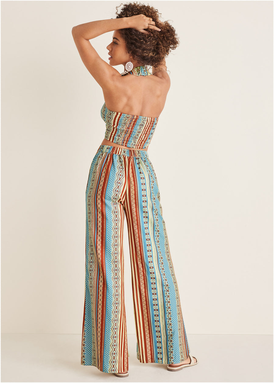 Cotton Linen Side Slit Pant - Summer Americana Stripe