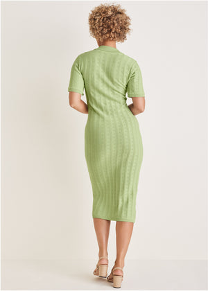 Pointelle sweater dress - Mint - thumbnail-2