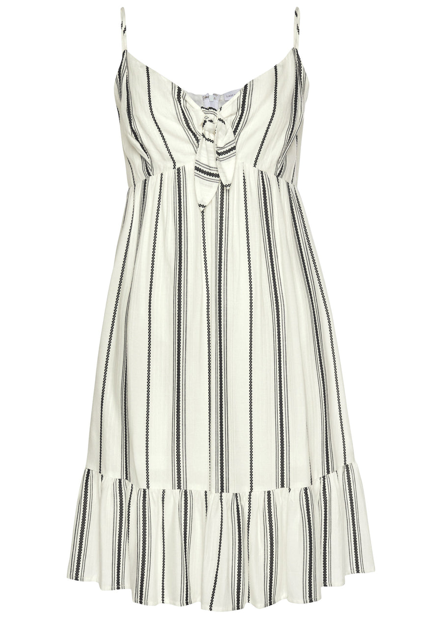 Tie-front striped dress - Black & White