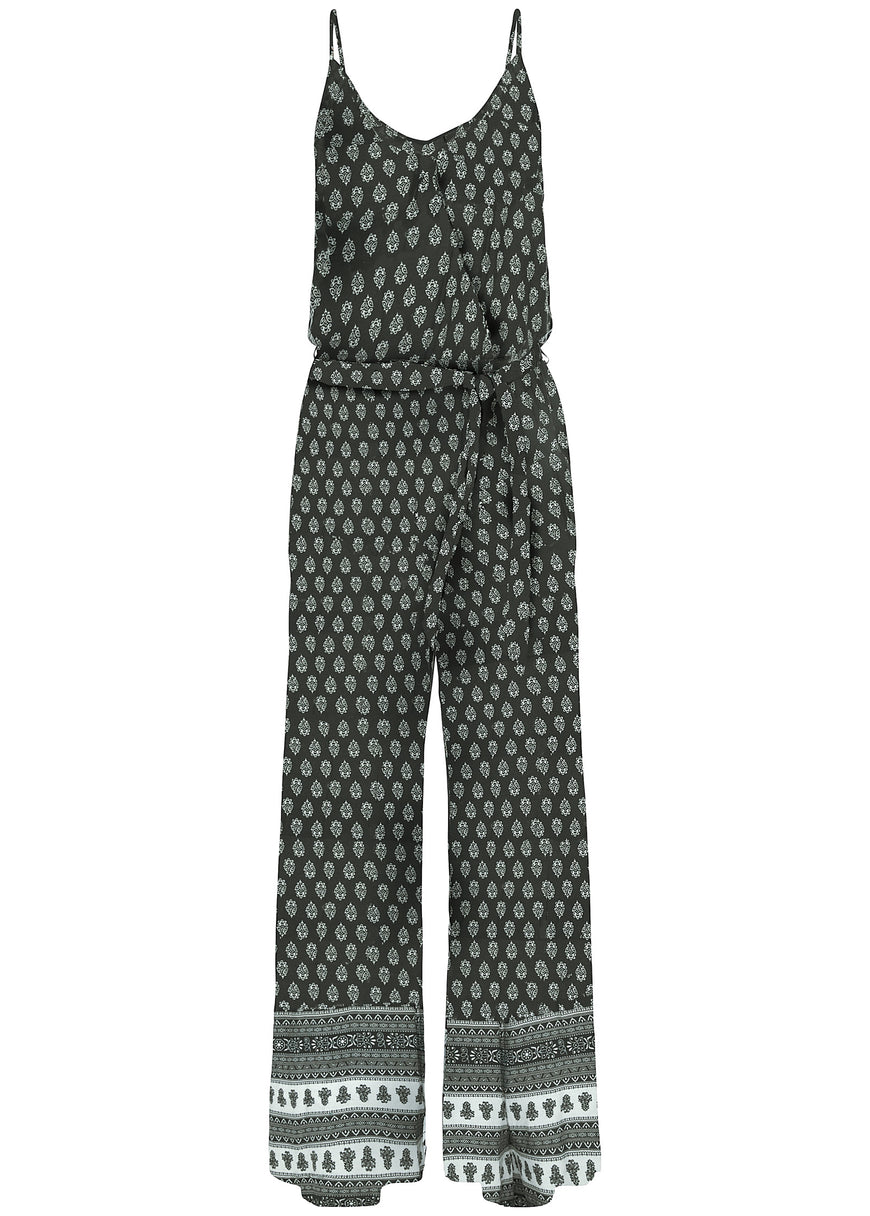 Wrap front jumpsuit - Black & White